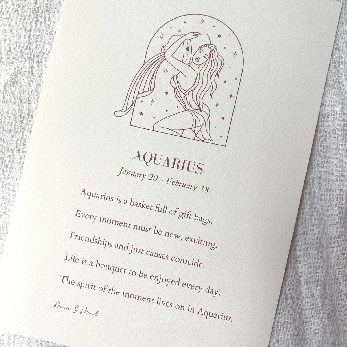 Aquarius - Zodiac Print A5 Portrait Poem