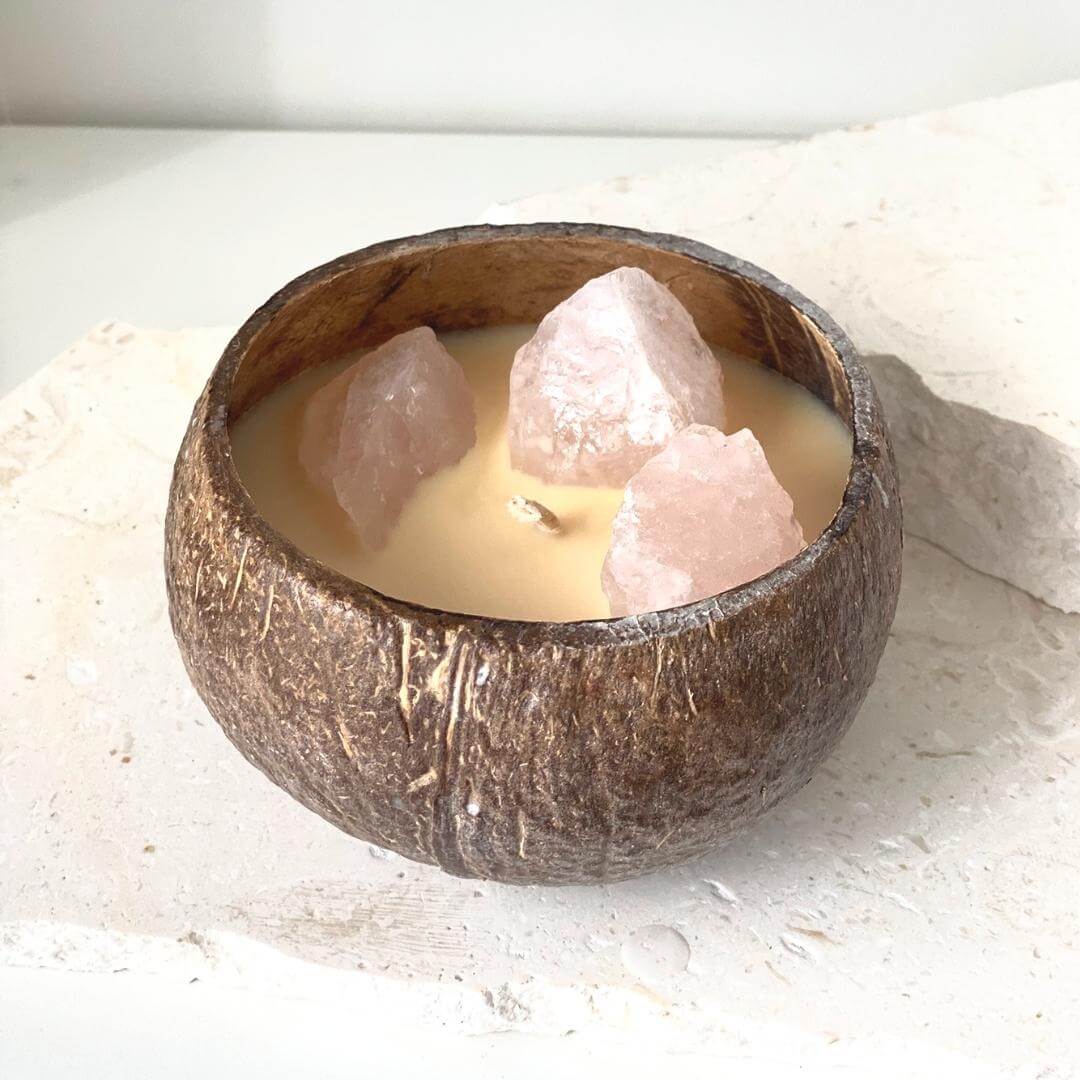 Coconut Candle - Rose Quartz