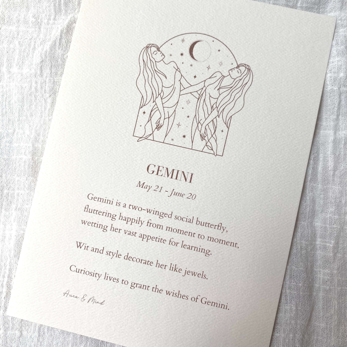 Gemini - Zodiac Print A5 Portrait Poem