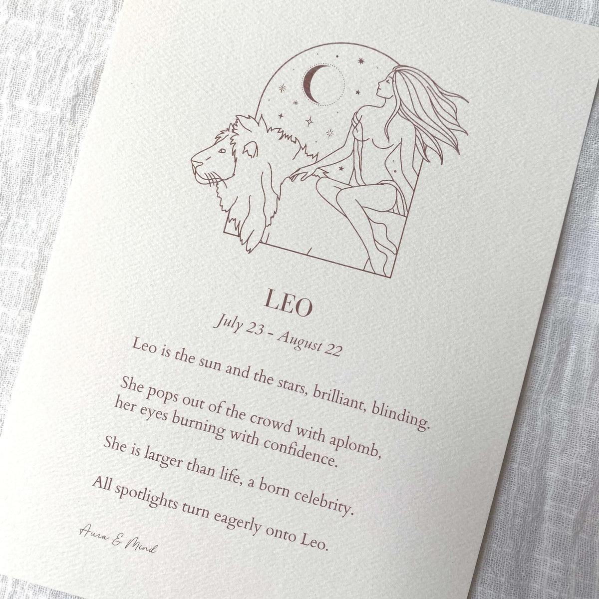 Leo - Zodiac Print A5 Portrait Poem
