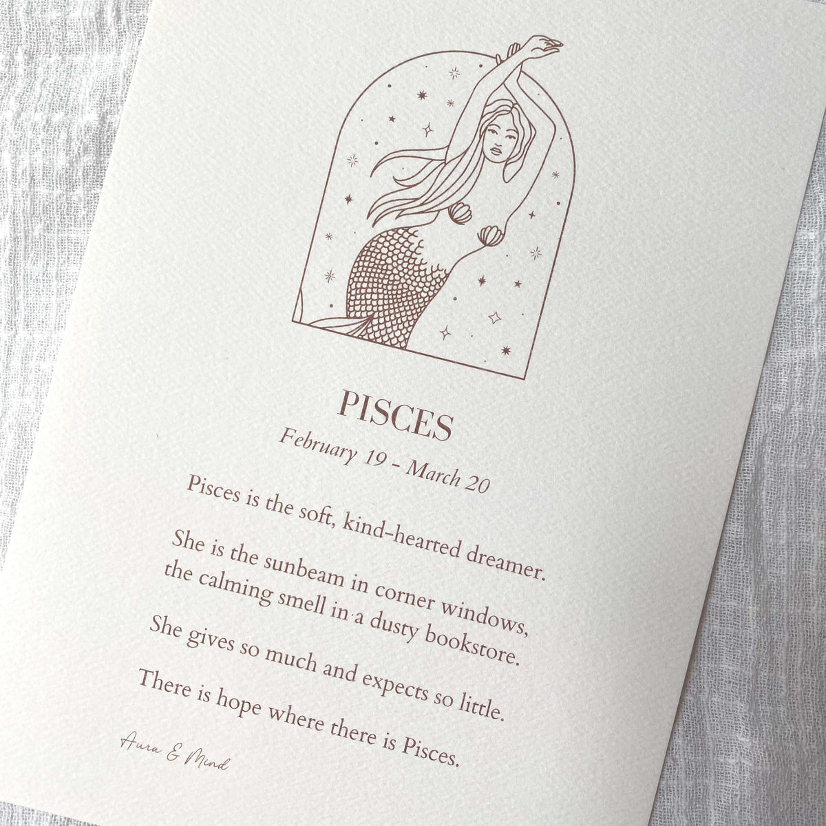 Pisces - Zodiac Print A5 Portrait Poem